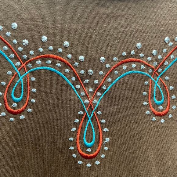 Bob Mackie Wearable Art Knit Pullover Embroidered Brads Size Medium - Picture 4 of 8